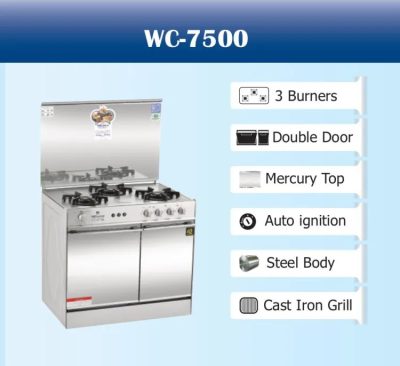 Welcome 3 Burner Gas Cooking Range Glass top - WC7500